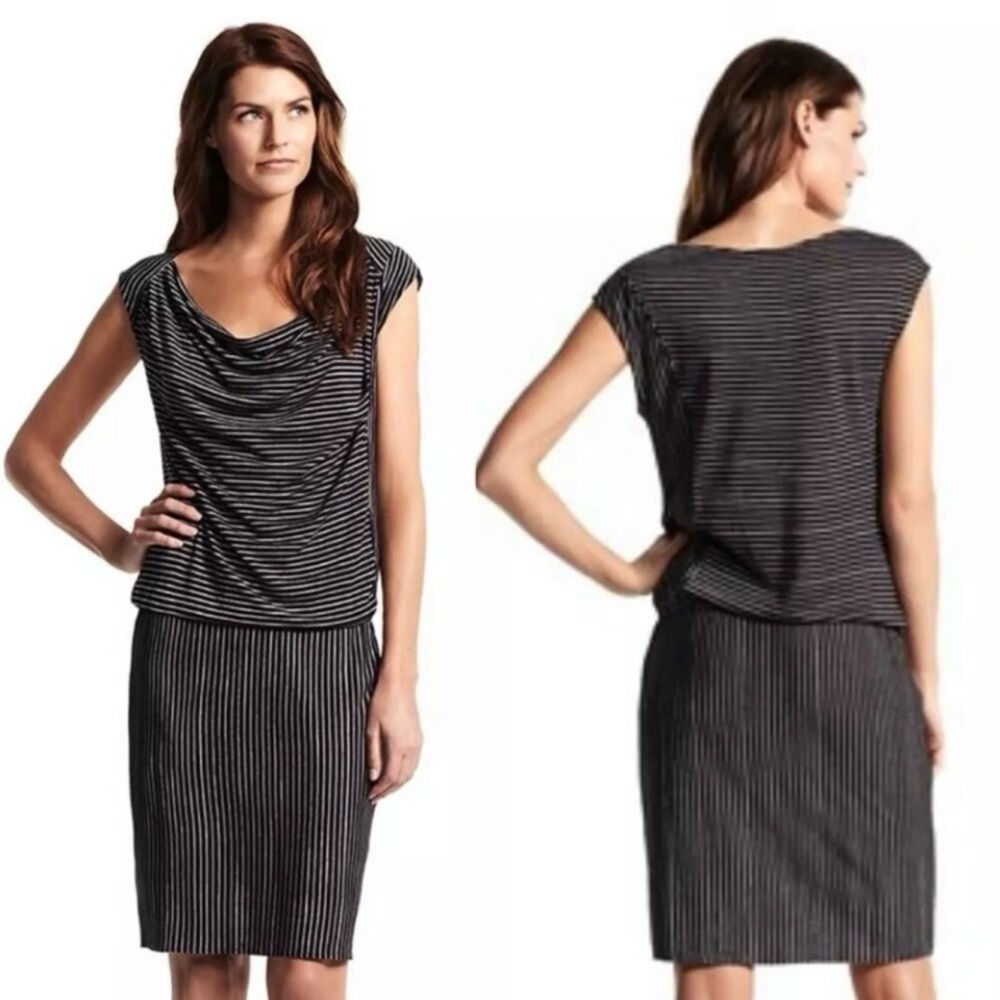 NEW Derek Lam for Design Nation Black‎ and White Striped Boat Neck Tank Dress XL